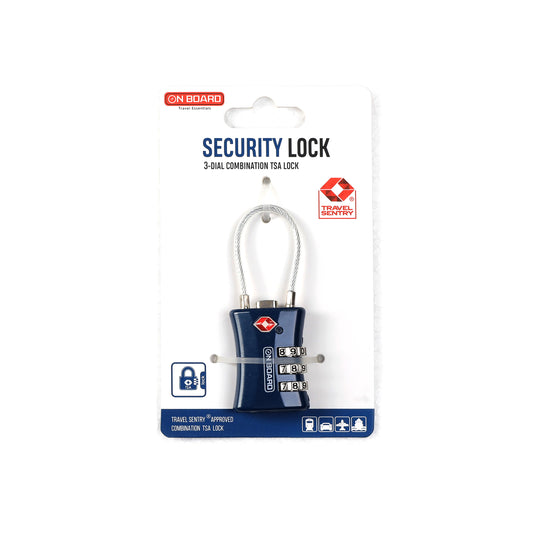 On Board 3-Dial Combi TSA Cable Lock - Blue
