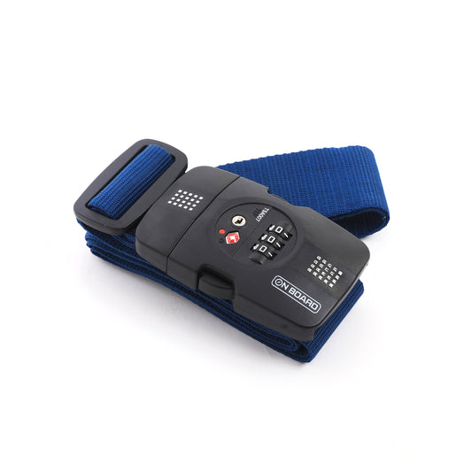 On Board Luggage Strap w/ TSA Lock - Blue