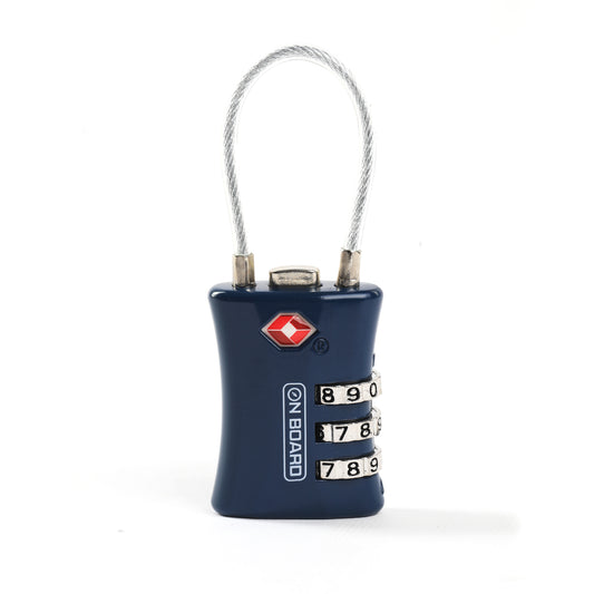 On Board 3-Dial Combi TSA Cable Lock - Blue