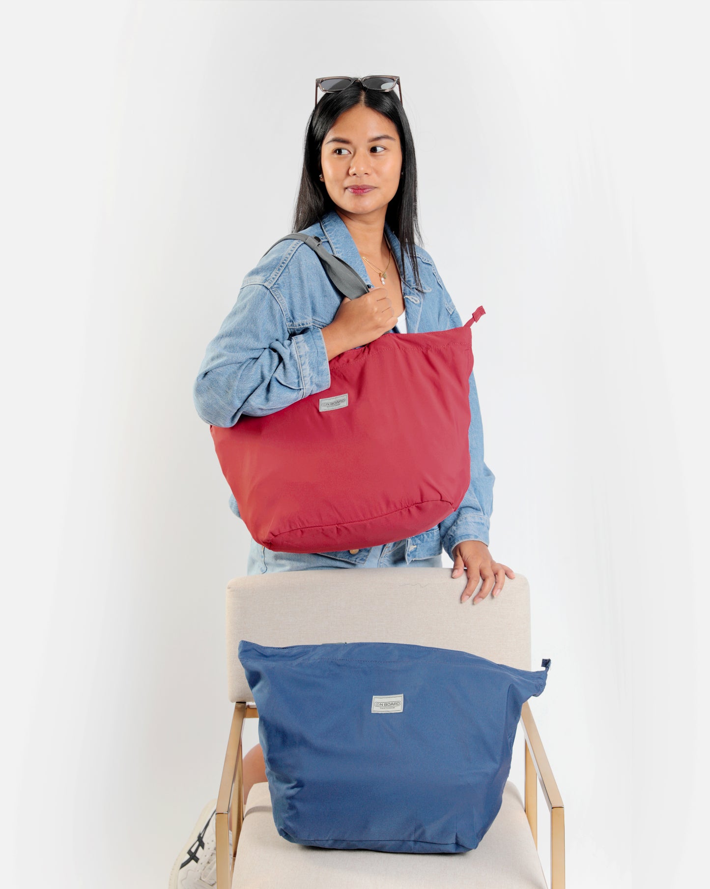 On Board Foldable Tote Bag - Blue