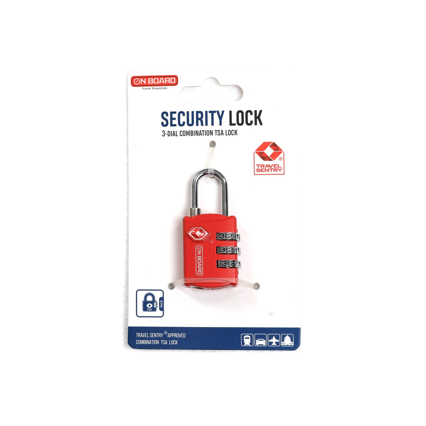On Board 3-Dial Combi TSA Lock - Red