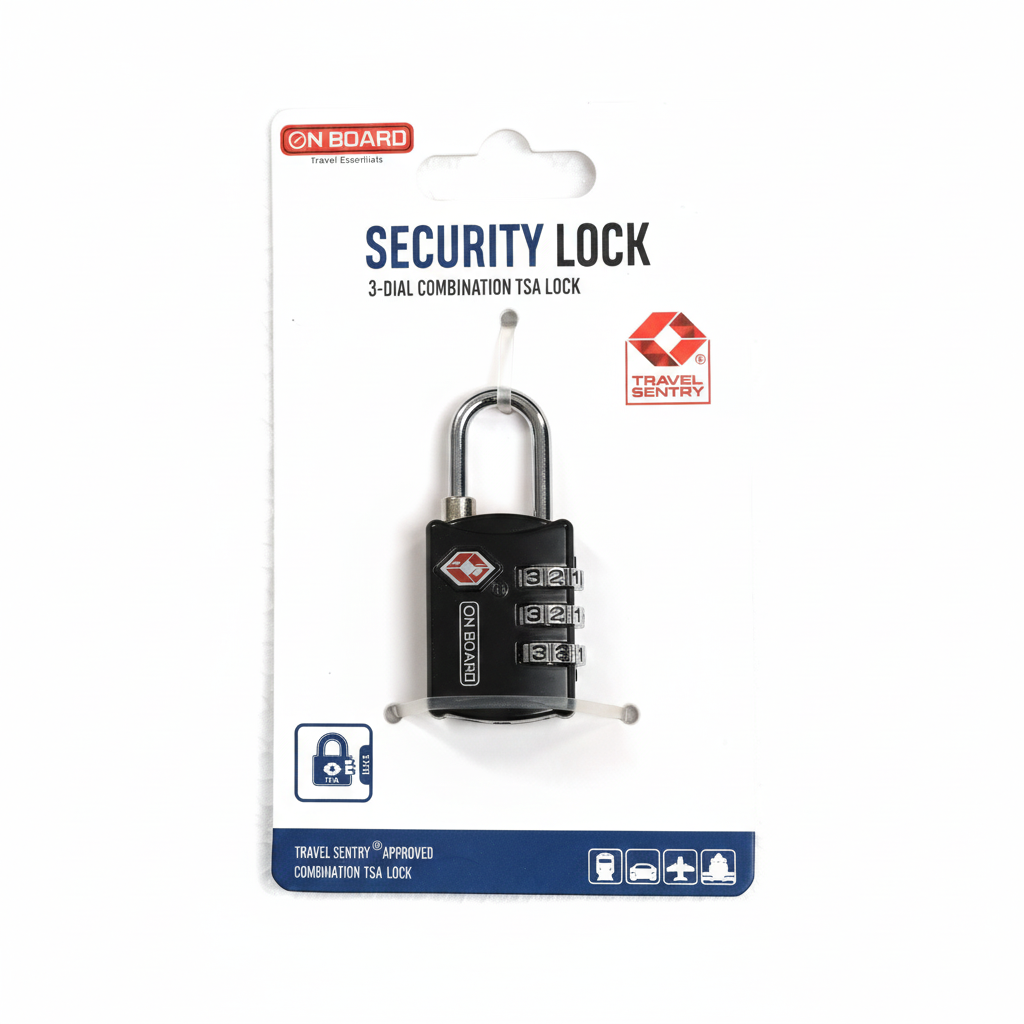 On Board 3-Dial Combi TSA Lock - Black