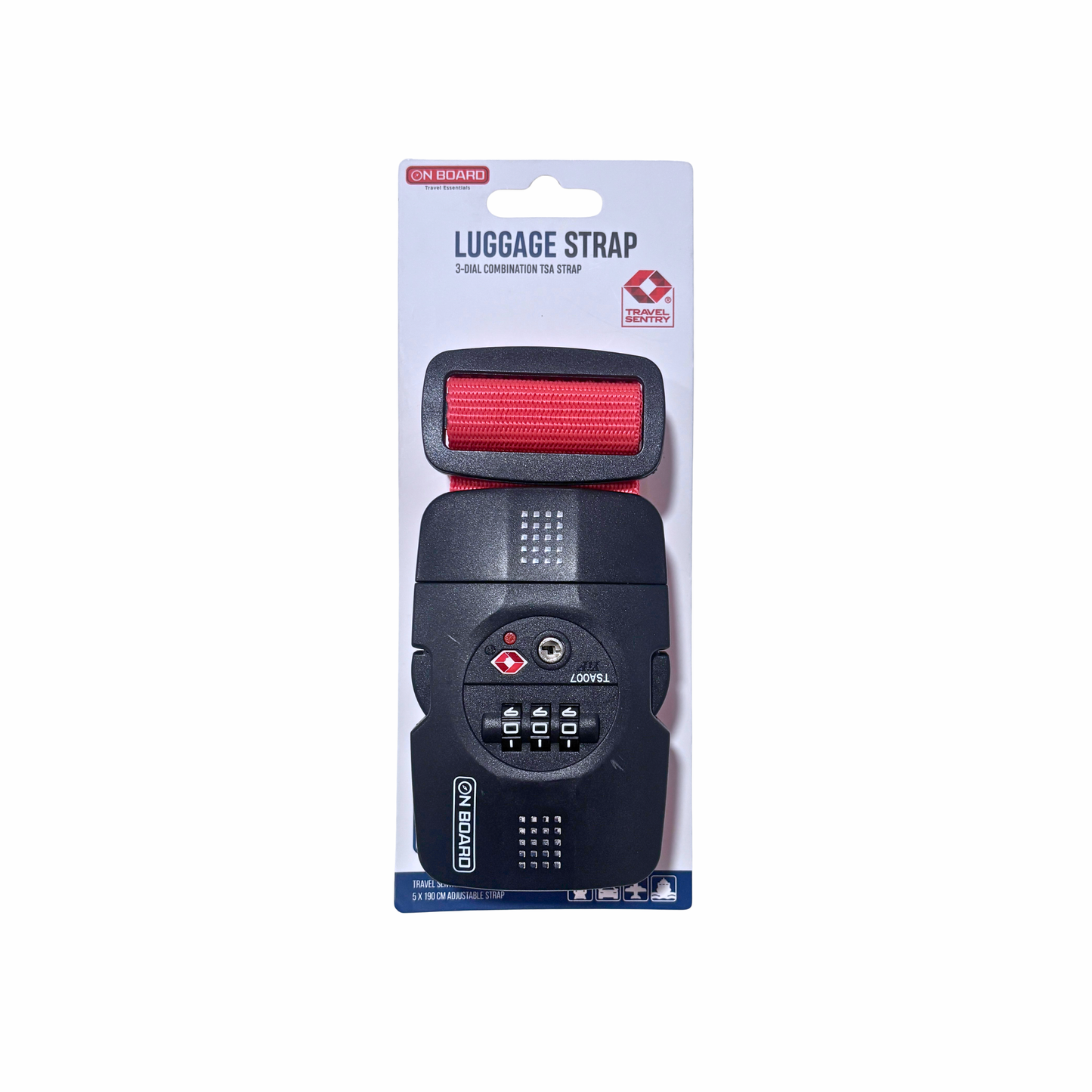 On Board Luggage Strap w/ TSA Lock - Red
